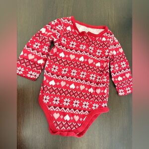 ❤️Garanimals Red and White Valentine’s Patterned Long Sleeve Bodysuit❤️